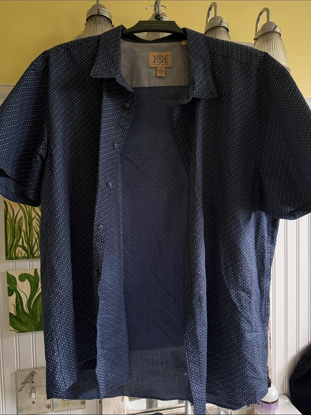 Joseph Abboud Navy Short-Sleeve Button-Down Shirt